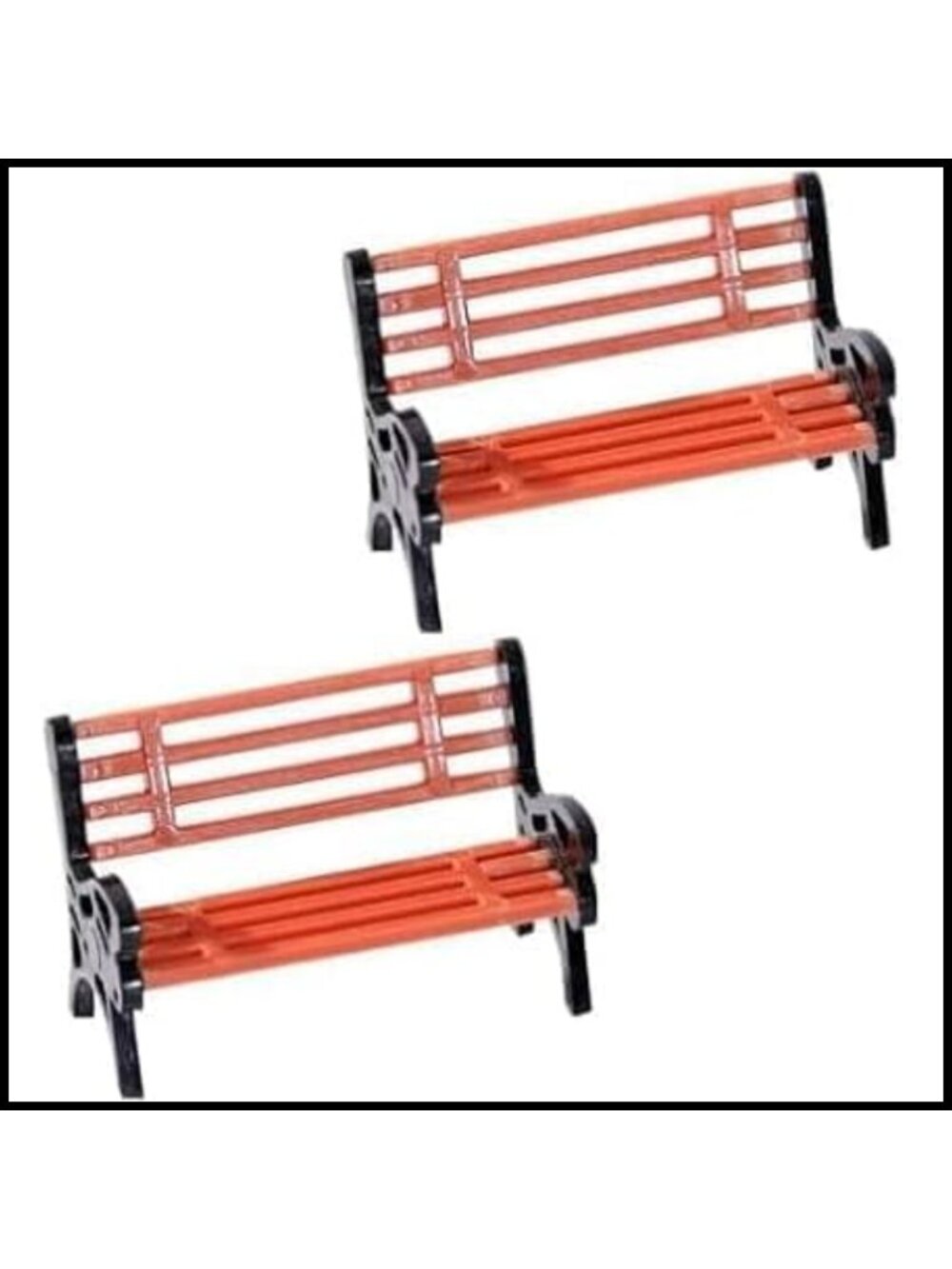 2 Pc Miniature Park Bench Set Dollhouse Garden Decor